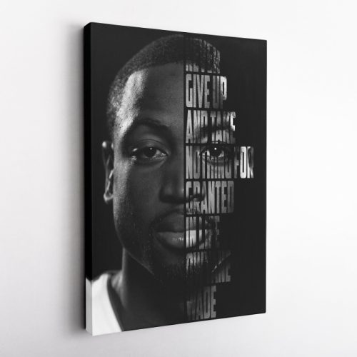 Dwyane Wade Basketball Face Quote  Canvas Unique Design Wall Art Print Hand Made Ready to Hang Custom Design