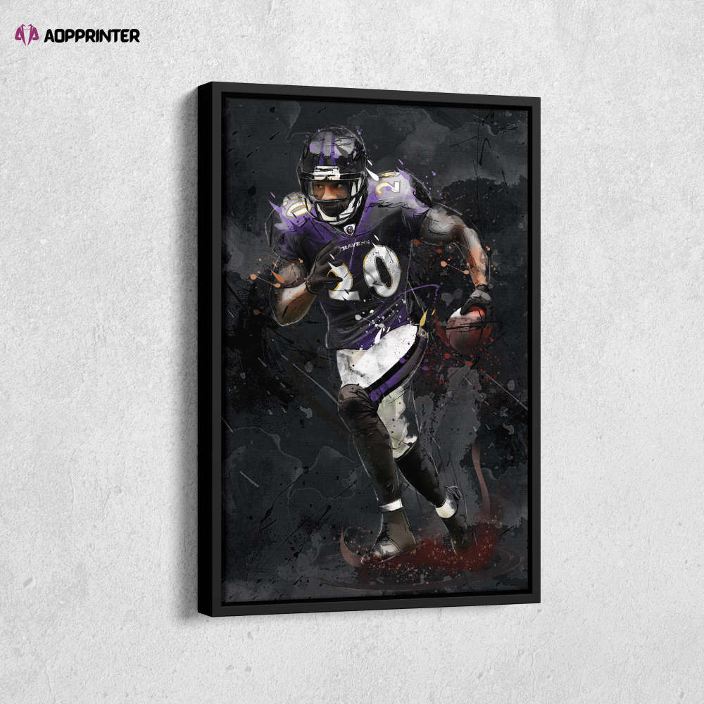Ed Reed Art Baltimore Ravens NFL Canvas Wall Art Home Decor Framed Poster Man Cave Gift