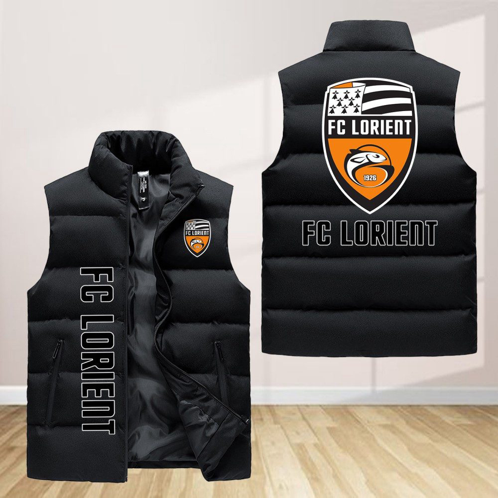 Fc Lorient Sleeveless Puffer Jacket Custom For Fans Gifts