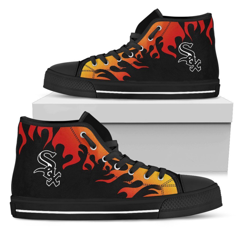 Fire Chicago White Sox MLB Custom Canvas High Top Shoes