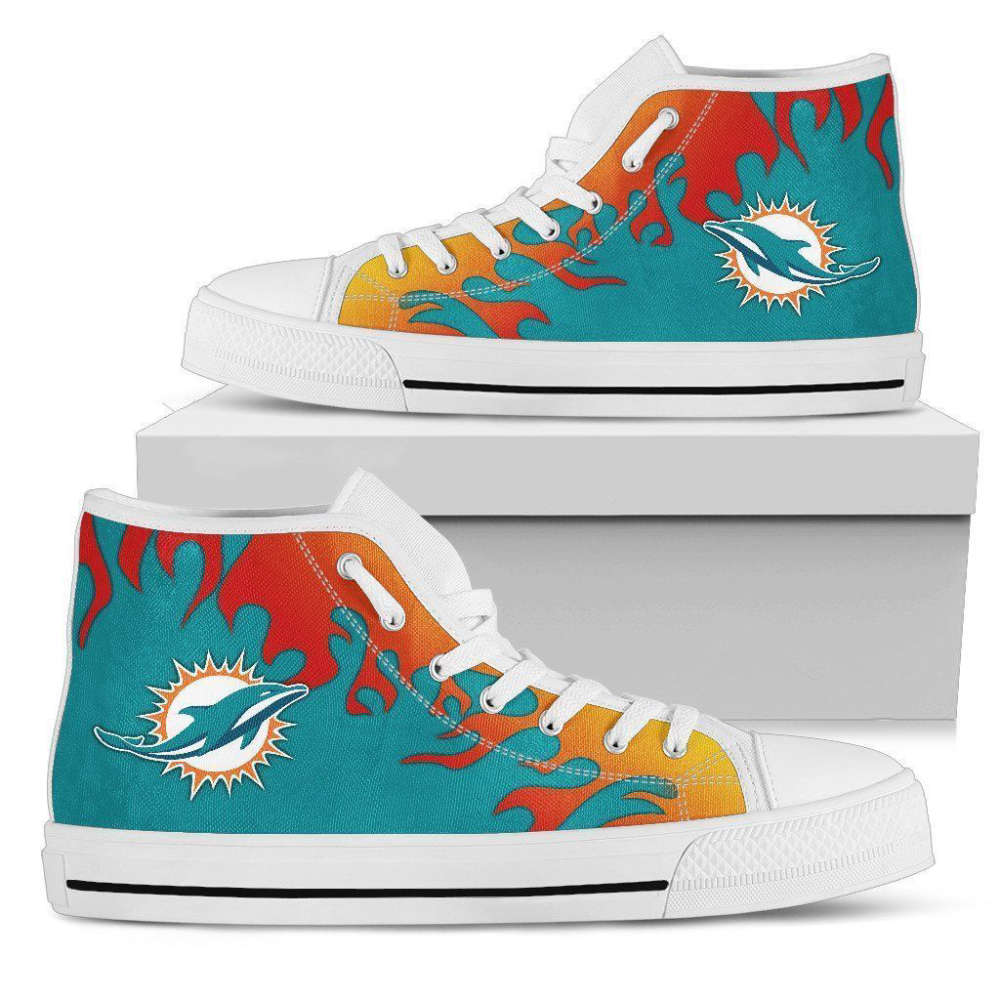 Fire Miami Dolphins NFL Football Custom Canvas High Top Shoes HT1136