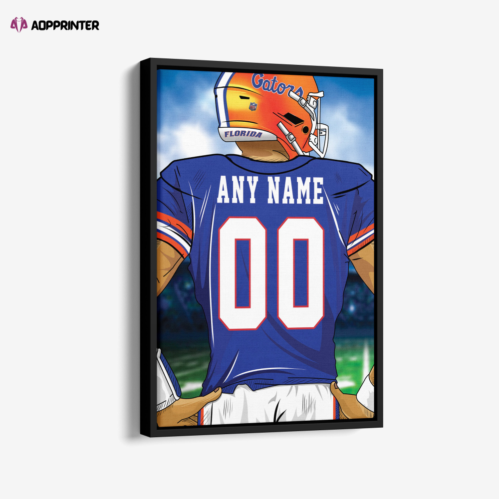 Florida Gators Jersey College Football Personalized Jersey Custom Name and Number Canvas Wall Art Print Home Decor Framed Poster