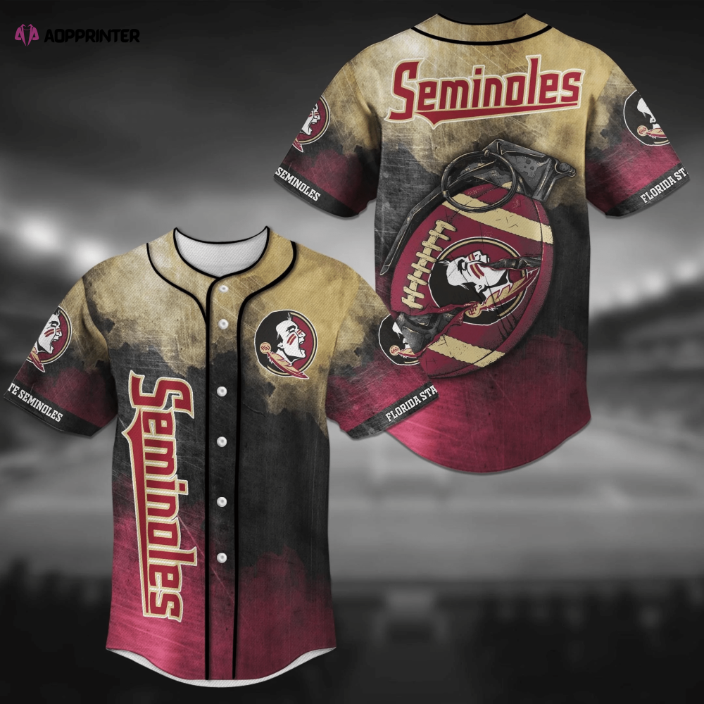 Florida State Seminoles NCAA Baseball Jersey Shirt with Unique Grenade Design