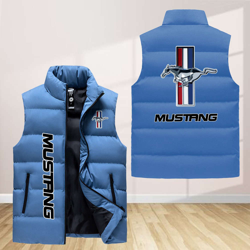 Ford Mustang Sleeveless Puffer Jacket Custom For Fans Gifts