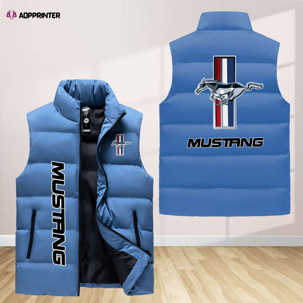 Ford Mustang Sleeveless Puffer Jacket Custom For Fans Gifts