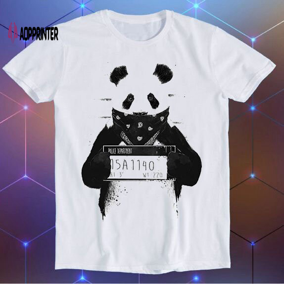 Gangsta Panda Bear Prison Mugshot Meme Unisex Gamer Cult Movie Music Cool Funny Gift T Shirt E923
