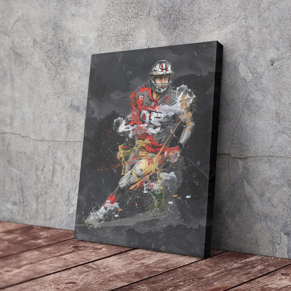 George Kittle Art San Francisco 49ers NFL Canvas Wall Art Home Decor Framed Poster Man Cave Gift