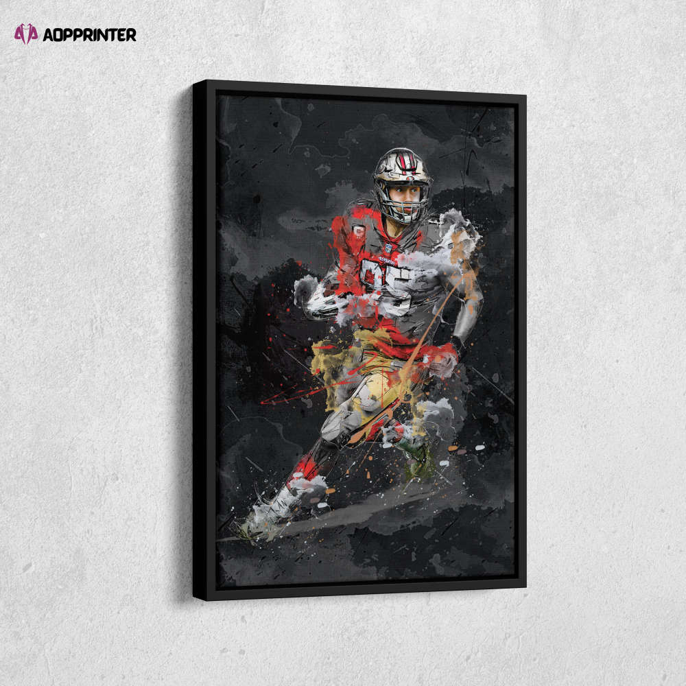 George Kittle Art San Francisco 49ers NFL Canvas Wall Art Home Decor Framed Poster Man Cave Gift