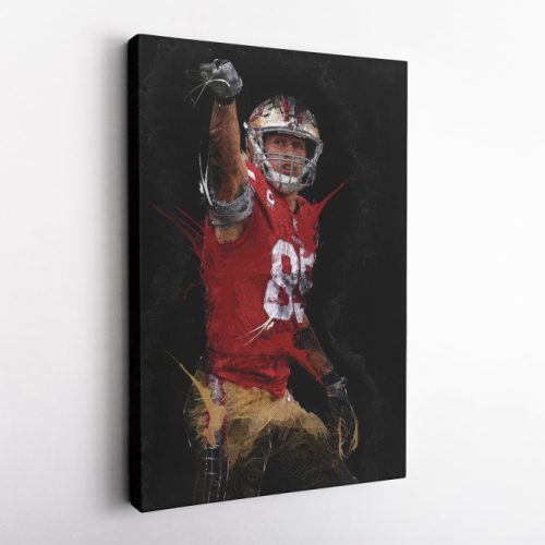 George Kittle Poster San Francisco 49ers Football Canvas Unique Design Wall Art Print Hand Made Ready to Hang Custom Design