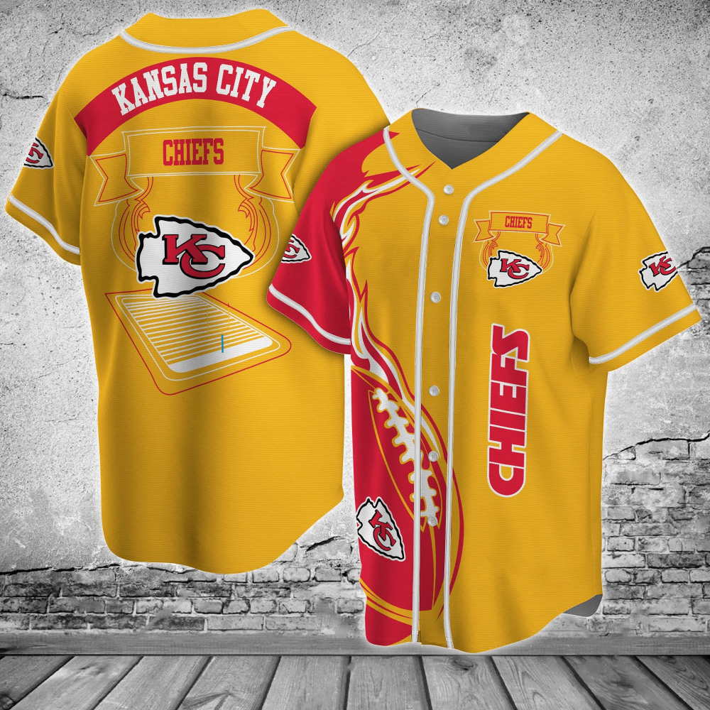 Get Game-Ready with the Kansas City Chiefs Baseball Jersey Shirt FVJ