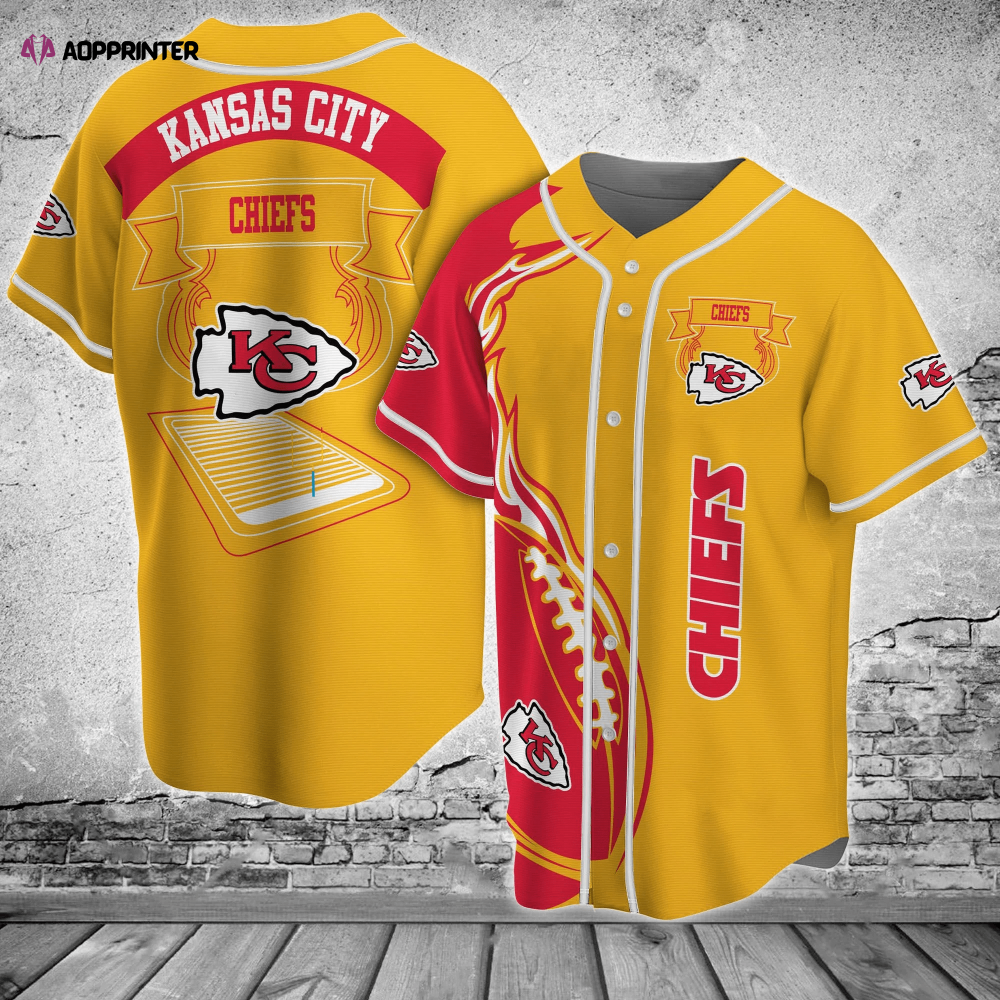 Get Game-Ready with the Kansas City Chiefs Baseball Jersey Shirt FVJ