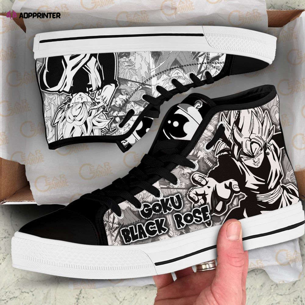 Goku Black Rose High Top Canvas Shoes Custom Dragon Ball Manga For Fans