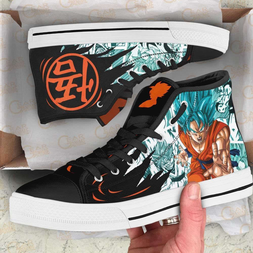 Goku Blue Emblem High Top Canvas Shoes Custom Dragon Ball Anime For Fans