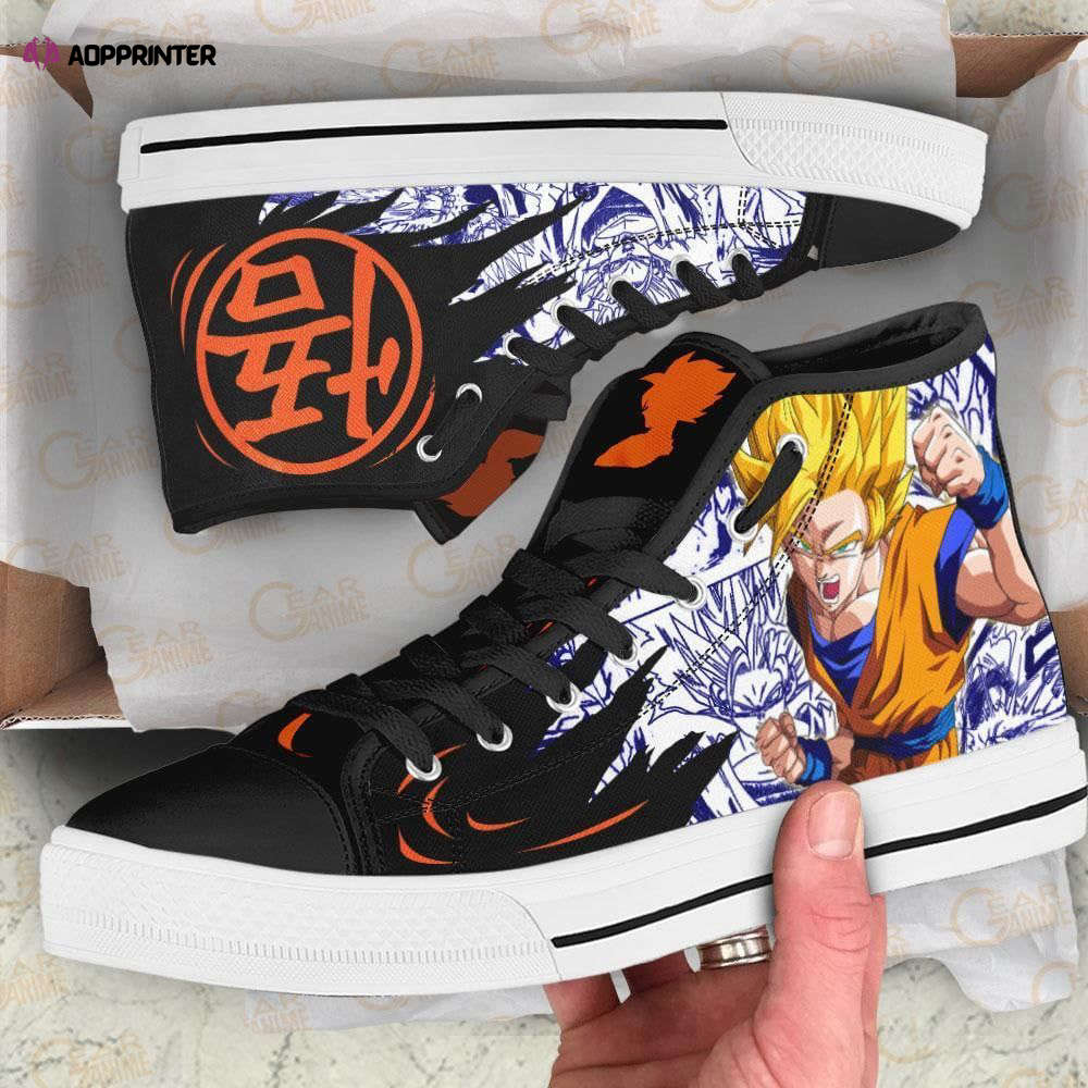 Goku Super Saiyan Emblem High Top Canvas Shoes Custom Dragon Ball Anime For Fans