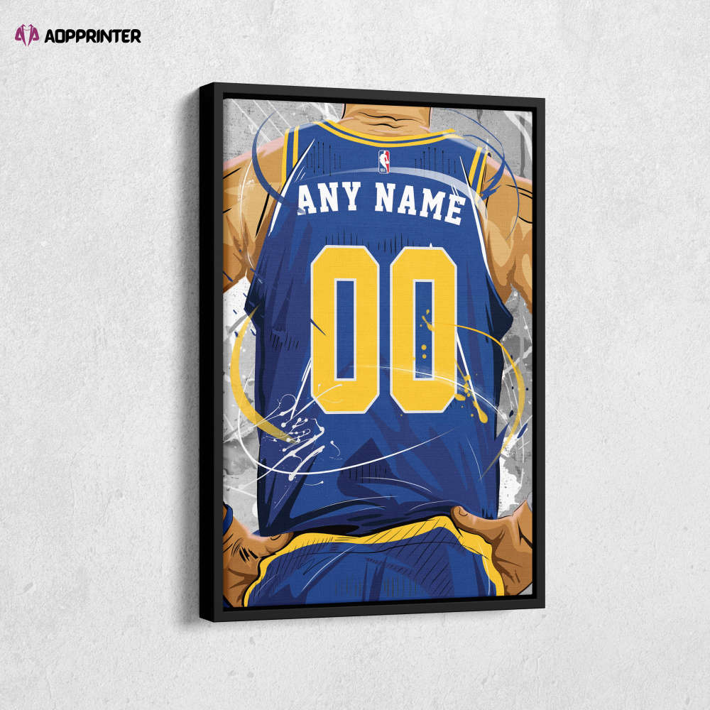 Golden State Warriors Jersey NBA Personalized Jersey Custom Name and Number Canvas Wall Art  Print Home Decor Framed Poster Man Cave Gift