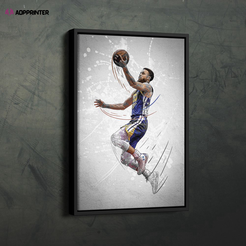 Golden State Warriors Stephen Curry Poster: NBA Wall Art Canvas Print