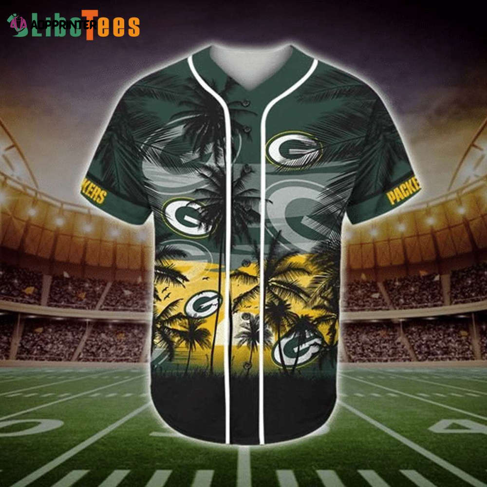 Green Bay Packers Baseball Jersey Palm Tree And Logo – Perfect Gifts For Your Loved Ones Jersey Shirt