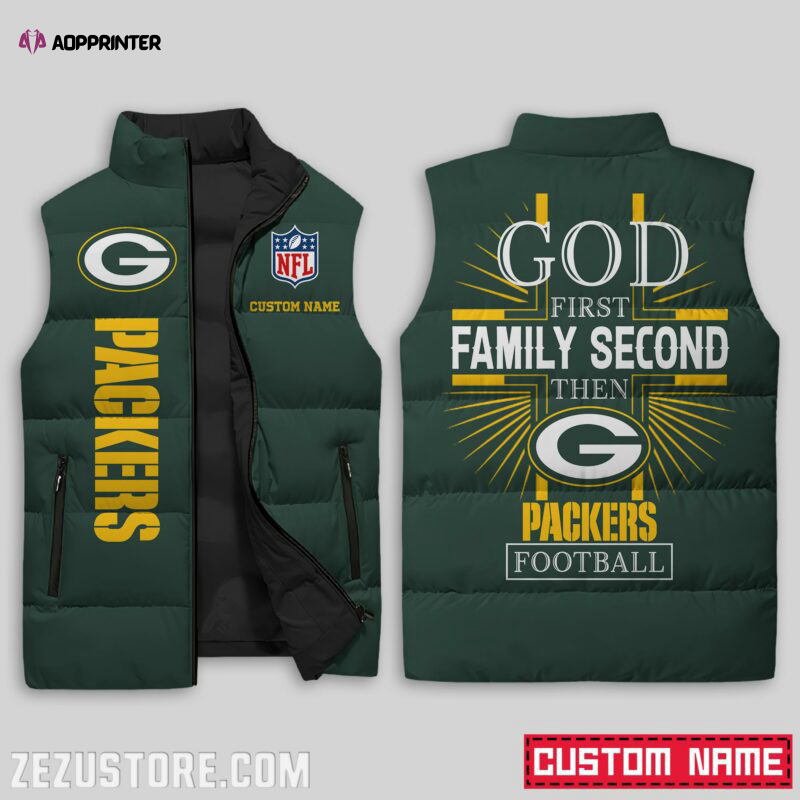 Green Bay Packers NFL Sleeveless Puffer Jacket Custom For Fans Gifts