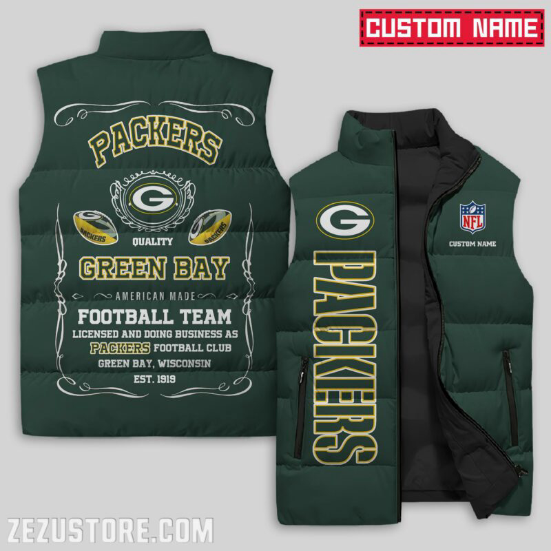 Green Bay Packers NFL Sleeveless Puffer Jacket Custom For Fans Gifts