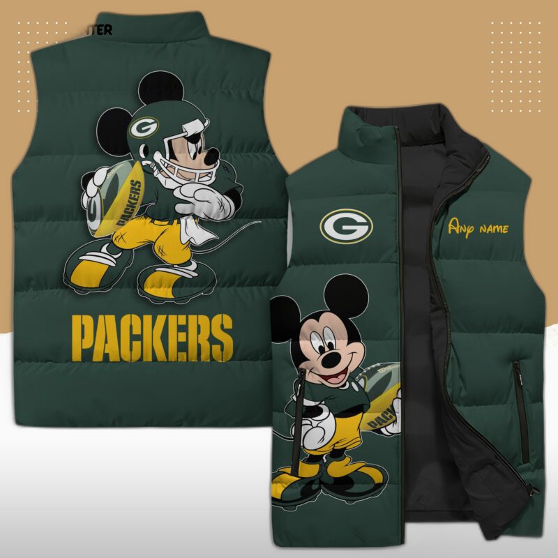 Green Bay Packers NFL Sleeveless Puffer Jacket Custom For Fans Gifts