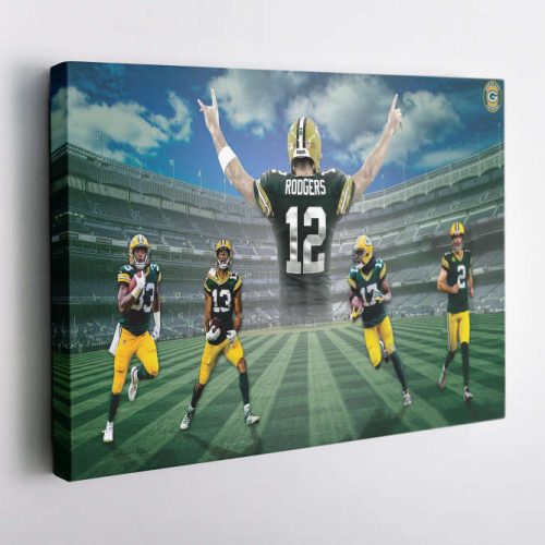 Green Bay Packers Poster Football Canvas Unique Design Wall Art Print Hand Made Ready to Hang Custom Design