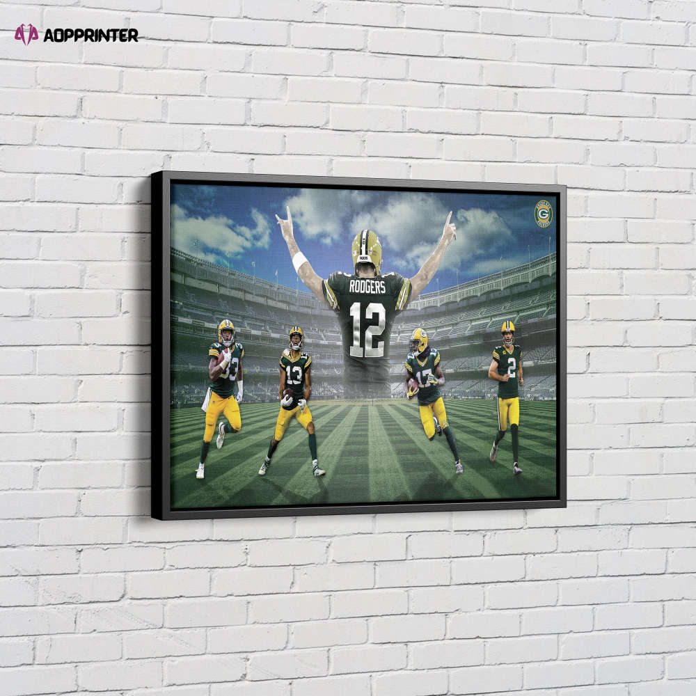 Green Bay Packers Poster Football Canvas Unique Design Wall Art Print Hand Made Ready to Hang Custom Design