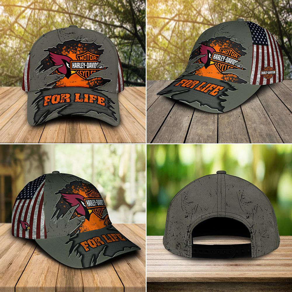 Harley Davidson Arizona Cardinals 3D Allover Print Classic Cap Hat For Men Women