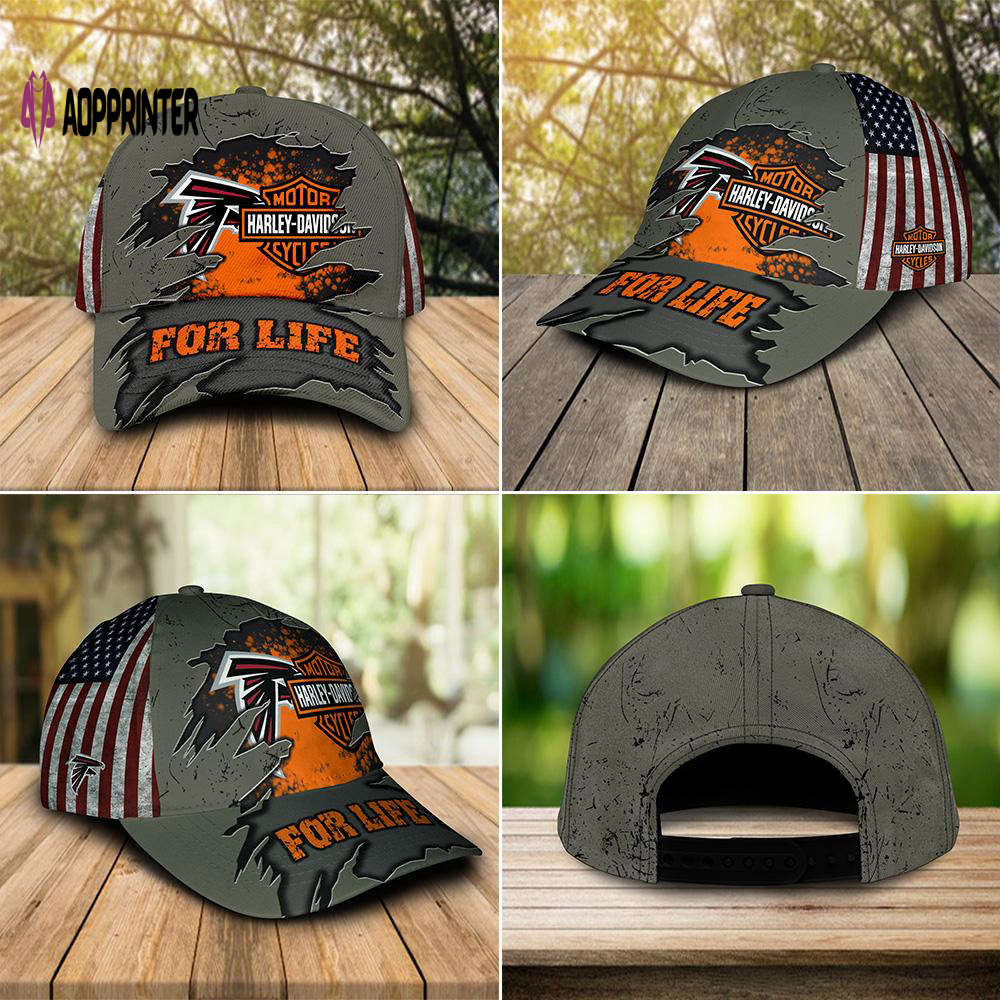 Harley Davidson Atlanta Falcons 3D Allover Print Classic Cap Hat For Men Women