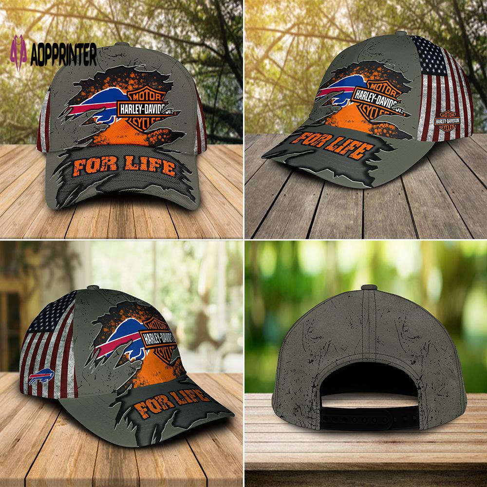 Harley Davidson Buffalo Bills 3D Allover Print Classic Cap Hat For Men Women