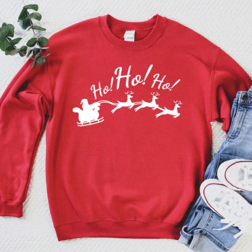 Ho Ho Ho Sweatshirt Funny Christmas Shirt Christmas Sweatshirt Custom Family Christmas Shirt Santa  Sweatshirt Christmas Gift Rudolph