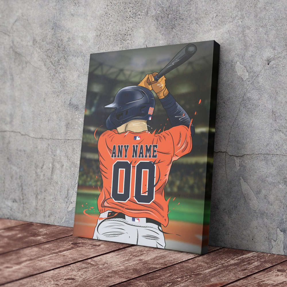 Houston Astros Jersey MLB Personalized Jersey Custom Name and Number Canvas Wall Art  Print Home Decor Framed Poster Man Cave Gift