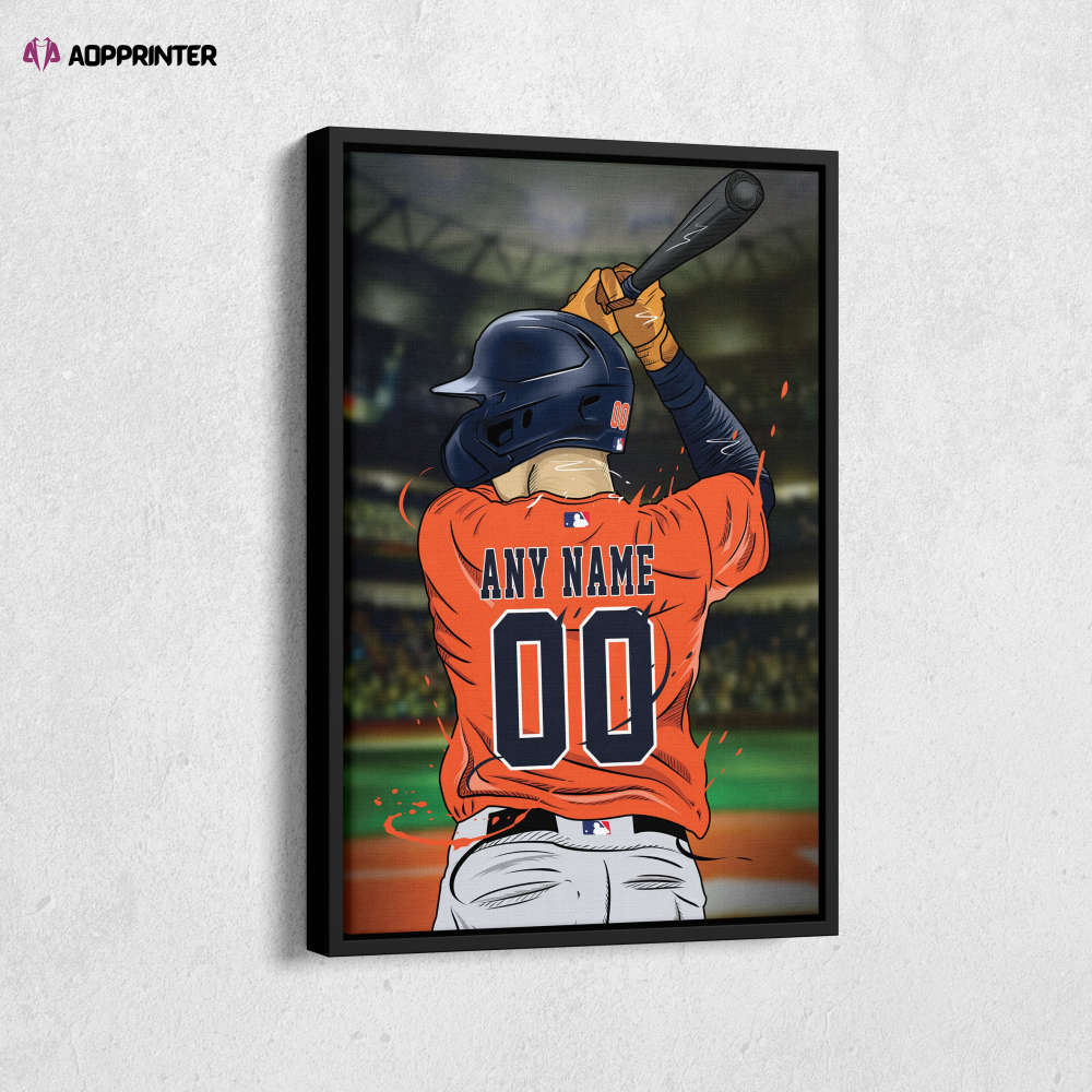 Houston Astros Jersey MLB Personalized Jersey Custom Name and Number Canvas Wall Art  Print Home Decor Framed Poster Man Cave Gift