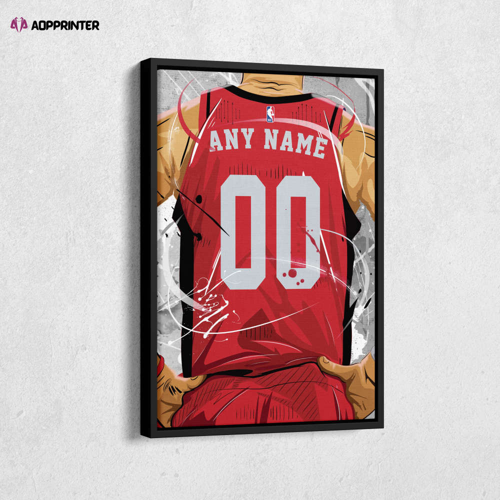 Houston Rockets Jersey NBA Personalized Jersey Custom Name and Number Canvas Wall Art  Print Home Decor Framed Poster Man Cave Gift