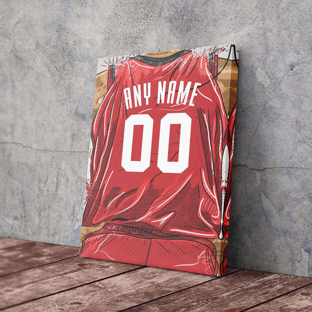 Houston Rockets Jersey Personalized Jersey NBA Custom Name and Number Canvas Wall Art Home Decor Framed Poster Man Cave Gift