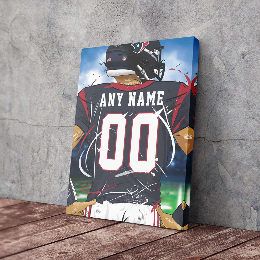 Houston Texans Jersey NFL Personalized Jersey Custom Name and Number Canvas Wall Art  Print Home Decor Framed Poster Man Cave Gift