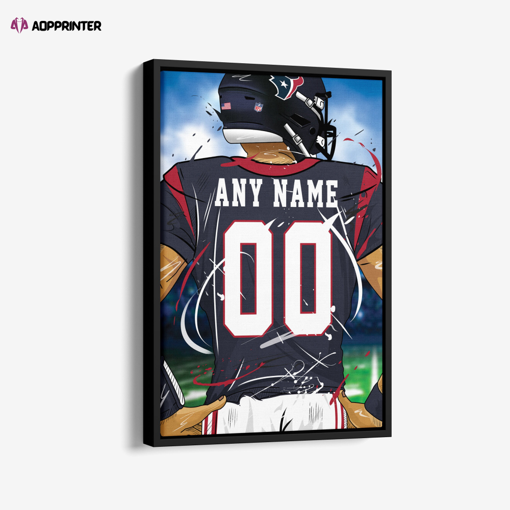 Houston Texans Jersey NFL Personalized Jersey Custom Name and Number Canvas Wall Art  Print Home Decor Framed Poster Man Cave Gift