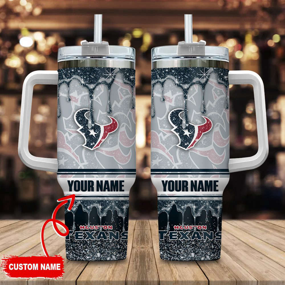 Houston Texans NFL Glitter Custom Name 40oz Stanley Tumbler