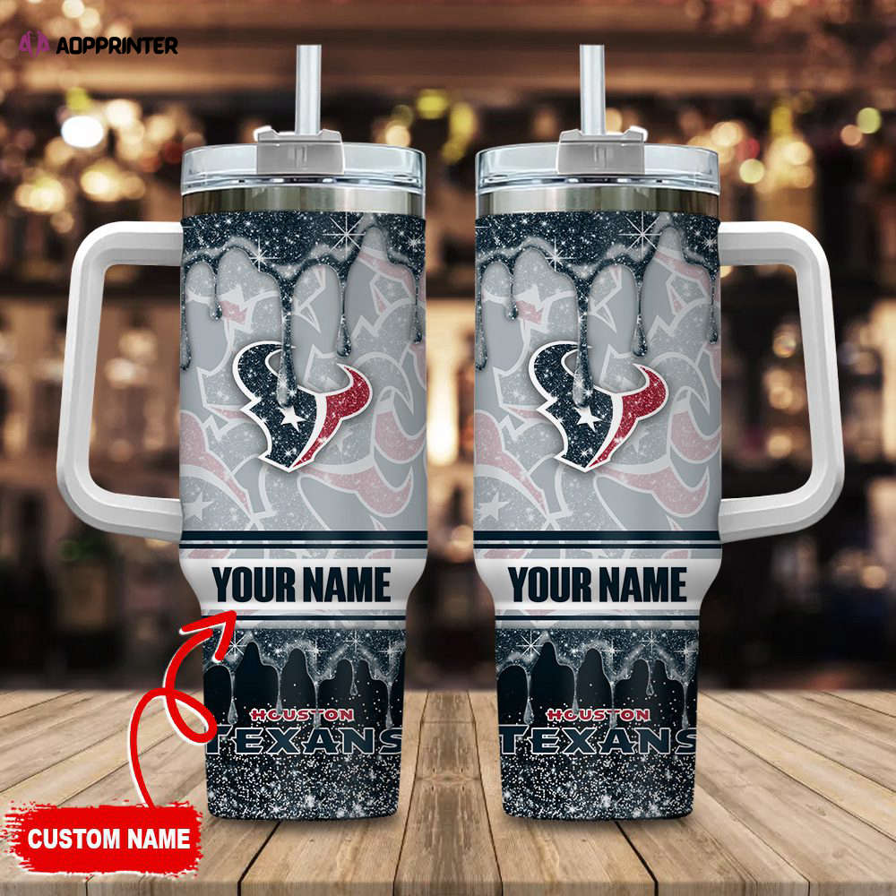 Houston Texans NFL Glitter Custom Name 40oz Stanley Tumbler