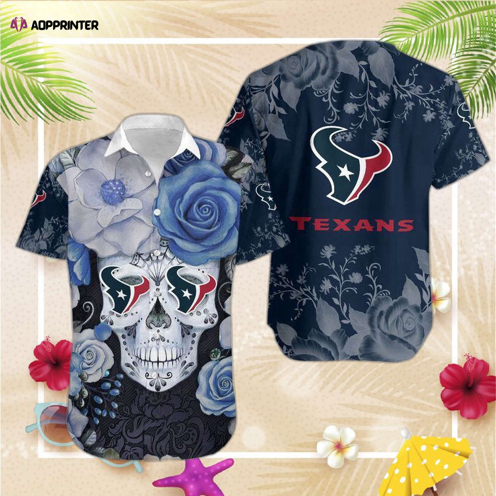 Houston Texans Skull NFL Gift For Fan Hawaiian   Short Sleevele