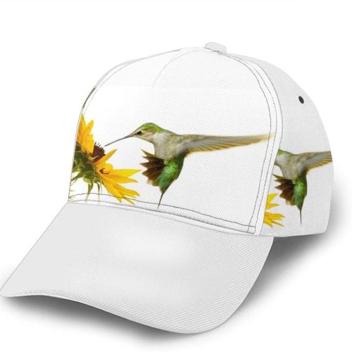 Hummingbird Sunflower Print Classic Baseball 3D Cap Adjustable Twill Sports Dad Hats for Unisex