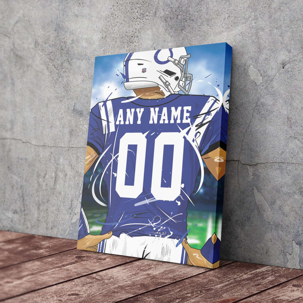 Indianapolis Colts Jersey NFL Personalized Jersey Custom Name and Number Canvas Wall Art  Print Home Decor Framed Poster Man Cave Gift