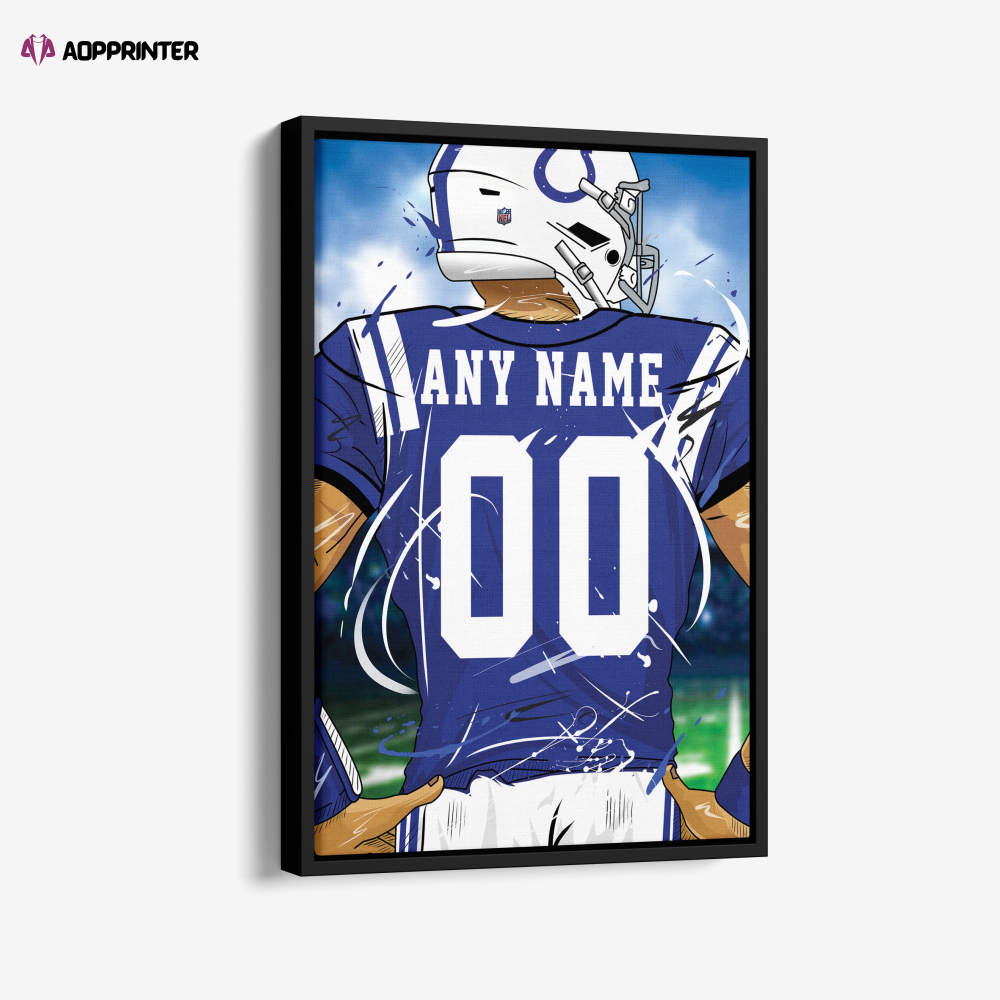 Indianapolis Colts Jersey NFL Personalized Jersey Custom Name and Number Canvas Wall Art  Print Home Decor Framed Poster Man Cave Gift