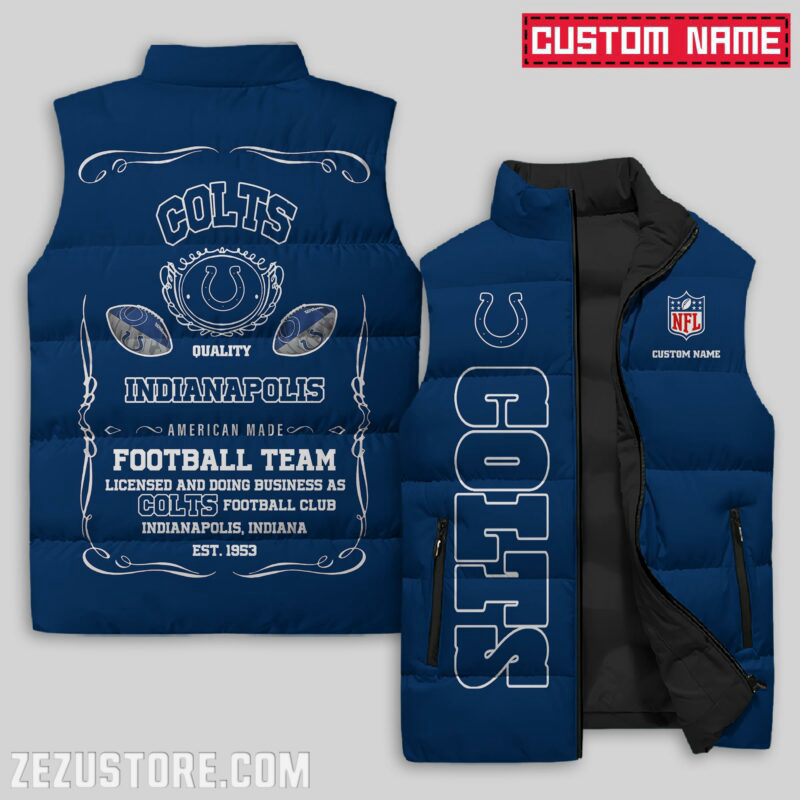 Indianapolis Colts NFL Sleeveless Puffer Jacket Custom For Fans Gifts