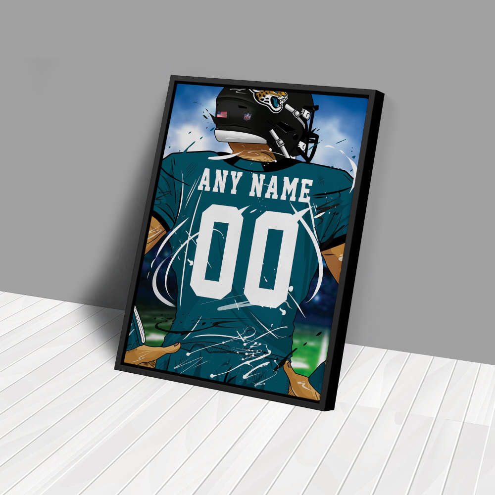 Jacksonville Jaguars Jersey NFL Personalized Jersey Custom Name and Number Canvas Wall Art  Print Home Decor Framed Poster Man Cave Gift