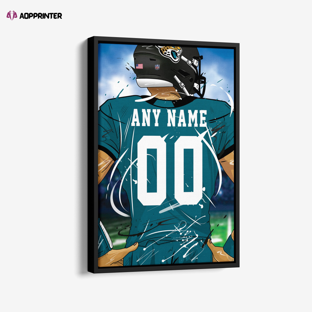 Jacksonville Jaguars Jersey NFL Personalized Jersey Custom Name and Number Canvas Wall Art  Print Home Decor Framed Poster Man Cave Gift