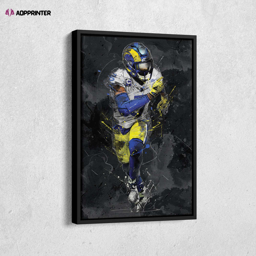 Jalen Ramsey Art Los Angeles Rams NFL Canvas Wall Art Home Decor Framed Poster Man Cave Gift