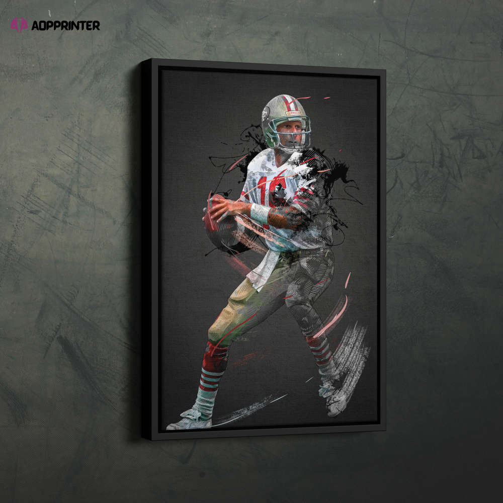 Joe Montana Art San Francisco 49ers NFL Wall Art Home Decor Hand Made Poster Canvas Print