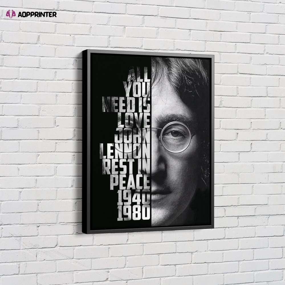 John Lennon Singer Quote Canvas Unique Design Wall Art Print Hand Made Ready to Hang Custom Design