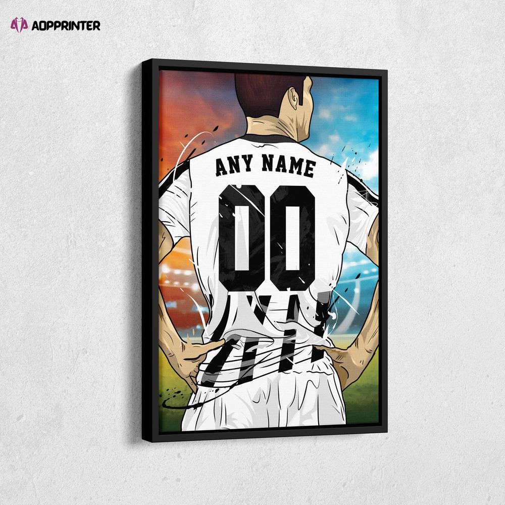 Juventus F.C. Jersey Soccer Personalized Jersey Custom Name and Number Canvas Wall Art Home Decor Framed Poster Man Cave Gift