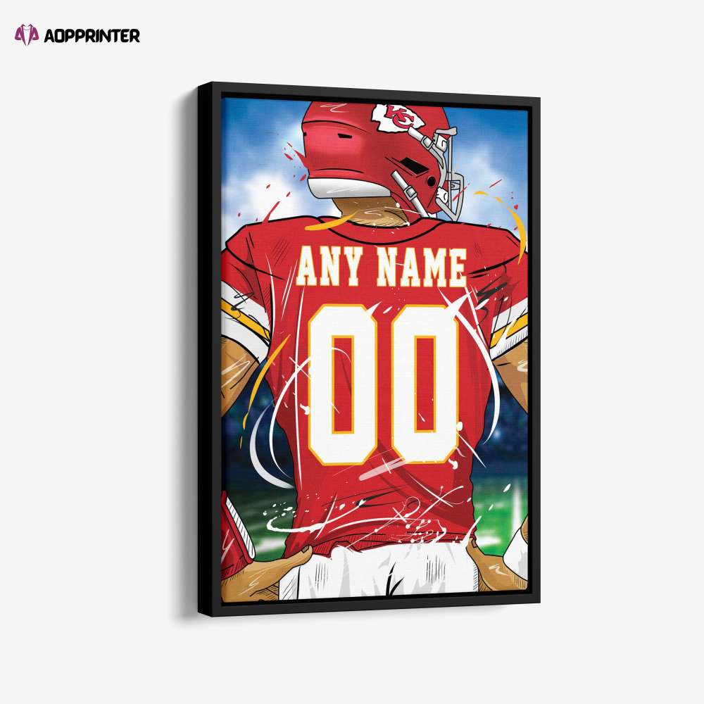 Kansas City Chiefs Jersey NFL Personalized Jersey Custom Name and Number Canvas Wall Art  Print Home Decor Framed Poster Man Cave Gift